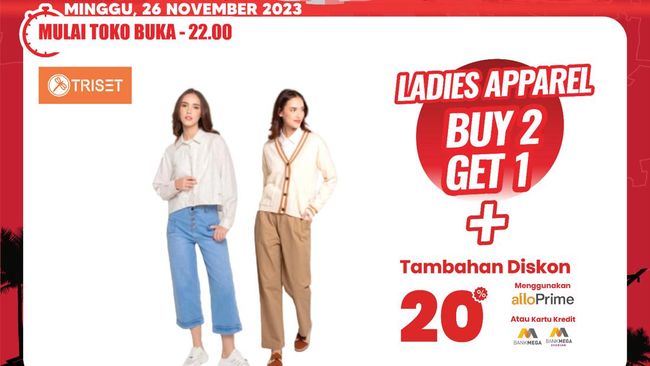 Diskon besar untuk pakaian merek terkenal khusus untuk wanita di Transmart