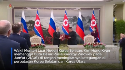 Kim Jong Un dan Putin menandatangani pakta pertahanan, Korsel menghubungi Dubes Rusia