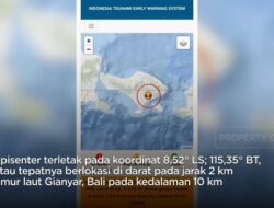 Guncangan Gempa M 4,9 Mengguncang Gianyar Bali, Dirasakan Hingga ke Lombok Timur.