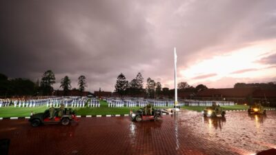 Prabowo Subianto Leads Cabinet Generals in March Through the Rain: Leaders Must be Wet If Soldiers Are Wet